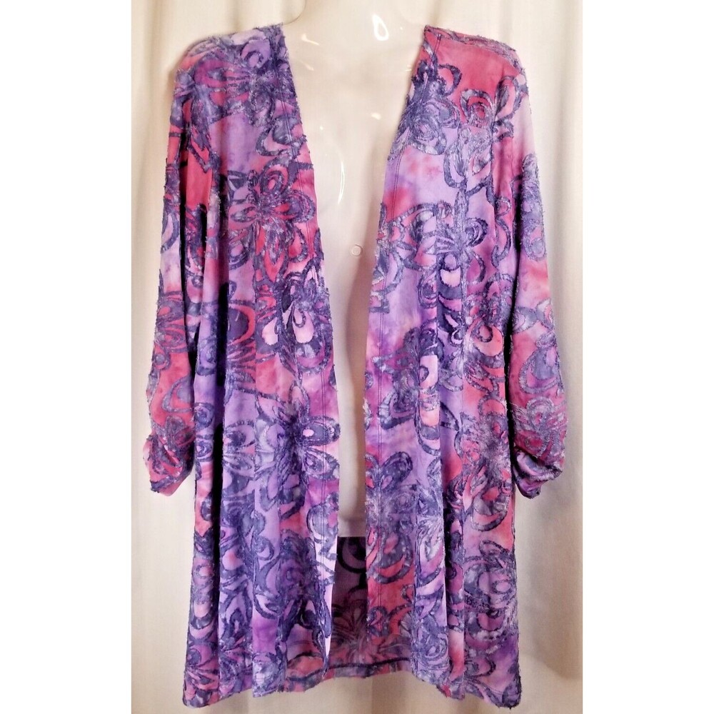 Susan Graver Women's Cardigan Open Front Textured Multicolor Size Petite Large